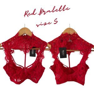 NWT HERA RED LACE MOCK NECK BRALETTE SIZE XS/S